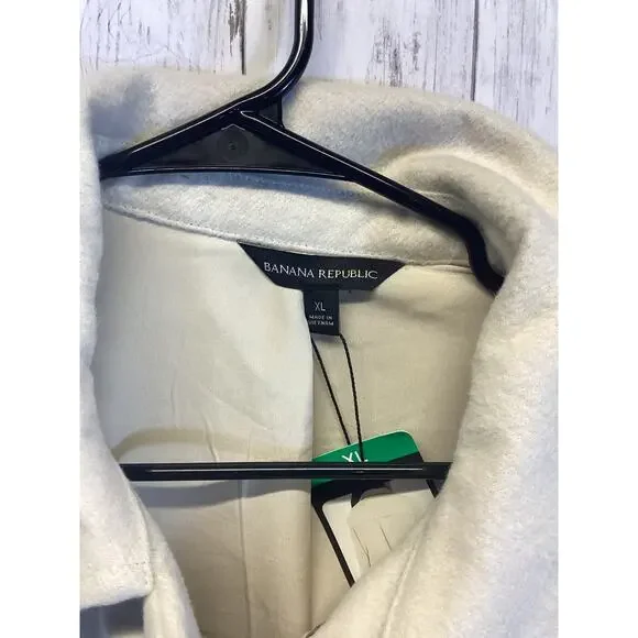 Cream Minimalist Wool Blend Jacket XL | Quiet Luxury Neutral Coat - Picture 4 of 4